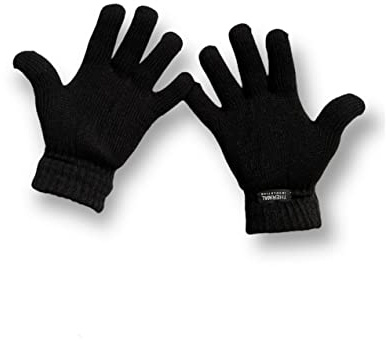 ZRWASKA Men's Insulate Full Finger Extra Warm Thermal Gloves Heat Mate 2.4 TOG Rating Black Winter Adults