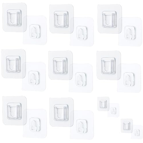 10 Ganci Autoadesivi Trasparenti Extra Forti – Supportano 10 kg – Senza Forare – Ideale per Cucina, Bagno, Vetro, Piastrelle – Rimovibili Senza Residui – Adesivi a Doppia Faccia per Pareti, Soffitti,