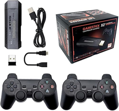 Console de jeux rétro 4K Game Stick HD 64 Go intégrée 35500 + jeux 3D 40 simulateurs avec manette sans fil