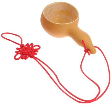 MOLUCKFU Natural Gourd Water Scoop Large Capacity Multipurpose Kitchen Ladle Ergonomic Design for Gardening and Household Use Food-Safe Material Yellow Small