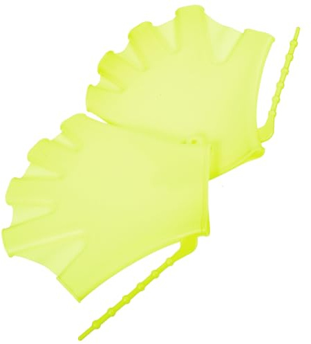PRETYZOOM Silicone Swim Paddles Gloves for Swimming Training, Fluorescent Green Water Gloves for Pool Diving and Freestyle Practice, Swim Training Supplies for Beginners