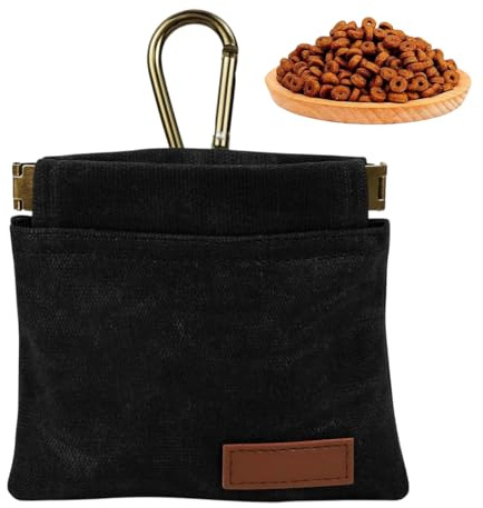 VAEIORP Borsa Porta Snack per Animali Domestici, Sacchetto per Crocchette e Snack per Cani con Moschettone, Borsa da Addestramento per Animali (nero)