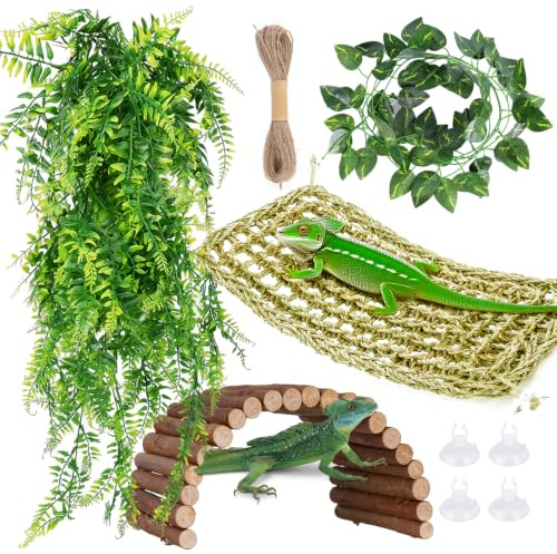 GUXLXAR Accesorio colgante para terrario, accesorios para terrarios, puente de madera flexible, decoración de gecko, hamaca para reptiles, decoración de terrario, camaleón, decoración para lagartos
