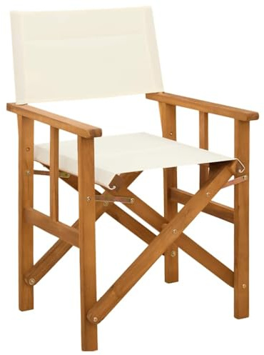 mzdioop Director's Chair Solid Wood Acacia Foldable with Backrest and Armrest, Weatherproof for Garden, Balcony, Patio, Camping, Outdoor, Robust and Space-Saving, 55 x 56 x 88 cm