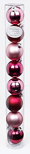 Weihnachtskugeln Kunststoff 6cm x 8 Stück Christbaumkugeln Mix Beere rosa - Berry Kiss