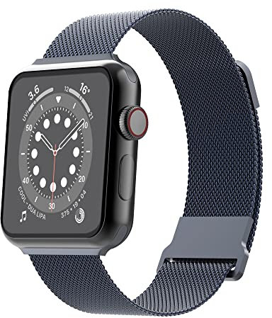 Biuupa Correa para Apple Watch 41MM 40MM 38MM [Milanés Metálica de Acero Inoxidable con Cierre Magnético] Pulseras de Repuesto para iWatch Series 7 SE 6 5 4 3 2 1 para Mujer y Hombre - Azul Oscuro