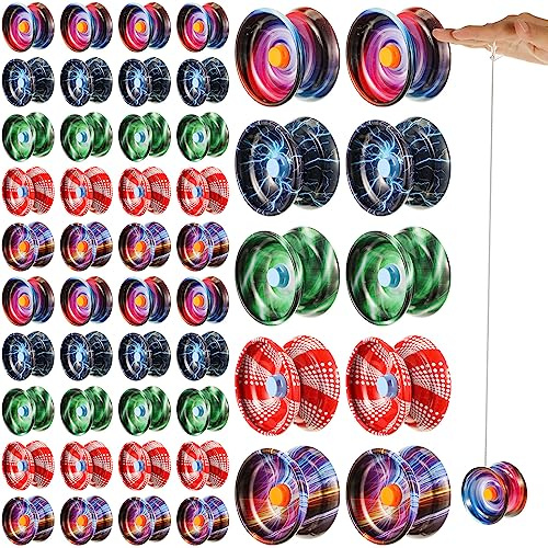 Lenwen 50 Pcs Alloy Responsive Colorful Yoyo Bulk Metal Beginner String Trick Adults Players Auto Return Technology Ball for Beginner Adult Training Party Gift Favor
