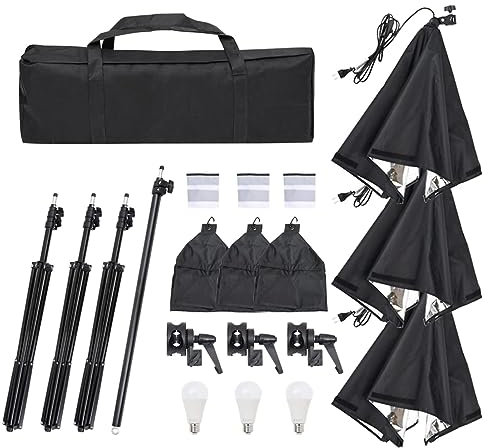 Homgoday Kit de estudio fotográfico con juego de luces, fondo y reflector, set dotográfico para estudio fotográfico, set dotográfico para fotografía W1