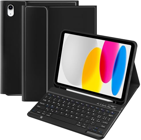 TQQ Cover iPad 10 Generazione con Tastiera/(A16) 11 Generation (11/10.9 pollici, 2025/2022), Italiano QWERTY Layout, Tastiera Bluetooth Staccabile Compatibile con iPad 11/10