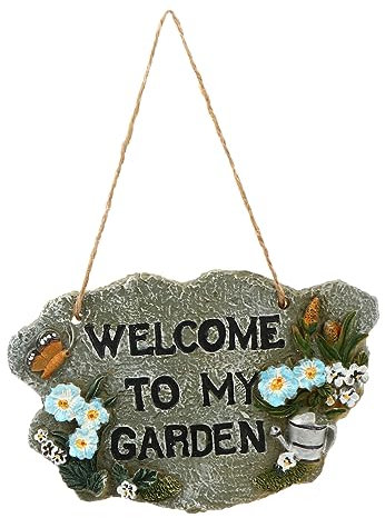 DECHOUS Cartel De Bienvenida del Jardín Bienvenido a Mi Cartel De Jardín Señales De Jardín De Metal Cartel De Bienvenida Al Jardín Cartel De Bienvenida Rústico Planchar Resina Colgante