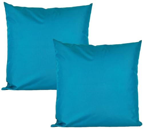 JACK 2er Set Outdoor Kissenhülle Kissenbezug 50x50cm Wasserfest Sitzkissen Lounge Kissen Garten Stuhl Lotus Effekt, Farbe:Petrol