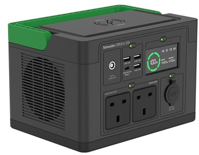 APC Schneider OffGrid Portable Power Station 330, 230V, 332Wh Lithium-ion, LCD, 2 BS1363 UK outlets, Sinewave, 3 USB-A, 1 USB-C, Wireless Charger