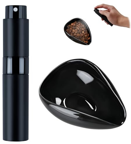 Lot de gobelets doseurs pour grains de café avec vaporisateur en verre de 10 ml, bol doseur en céramique, accessoires de café pour les amateurs de café et de thé, noir