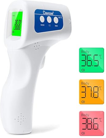 Berrcom Termómetro Digital Termómetro Frente Infrarrojo sin Contacto Termómetro Bebés, Médico Termometros pantalla Retroiluminada de Tres Colores, Temperatura de Lectura Instantánea