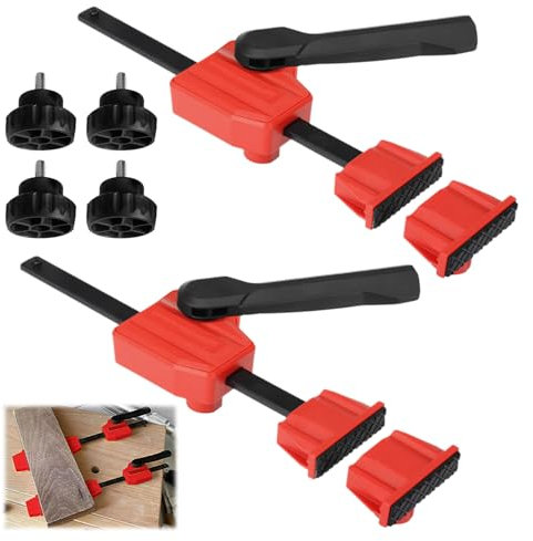 2 Stück Holzbearbeitung Werkbank Niederhalter, Einfach zu Bedienen, Tisch-Werkbankklemme, Vielseitige Einsatzmöglichkeiten, Werkbank Schnellspannzwinge, für Holzschnitzen, Fräsen, Schleifen (Rot)