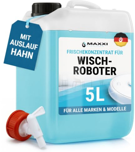 Maxxi Clean Bidón de 5 litros para limpiar suelos con aroma fresco, adecuado para todos los robots de limpieza, concentrado universal, líquido limpiador para suelos, parqué, azulejos | limpiador de