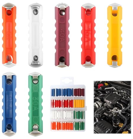 Funver Juego De Fusibles De Esteatita, 120 Pcs, 8 Valores (5A, 8A, 10A, 16A, 20A, 25A, 30A, 40A), Fusibles Continentales Tipo Torpedo Para Coches Clásicos