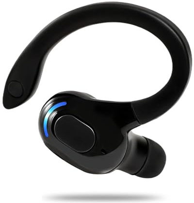 Oreillette Bluetooth sans Fil V5.2 Mono avec Micro Réduction de Bruit, Écouteur Tour d’Oreille 360° Confortable, 20h Autonomie, Charge Rapide 1,5h, Kit Main Libre Compatible avec iPhone Android PC