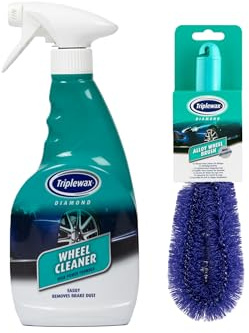Bundle of Triplewax Wheel Cleaner 500ml and Alloy Wheel Brush Powerful Spray for Brake Dust, Dirt and Grime Removal Safe for All Alloy & Chrome Wheels