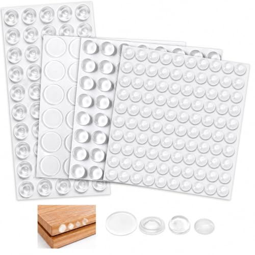 Nasxkji 250 Pieces Patins Silicone Autocollants Tampons Porte Antiderapants pour Meubles Et Armoires Amortisseurs De Chocs Reduction du Bruit 4 Tailles