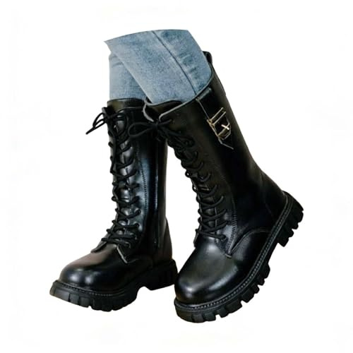 Stivali Bambina Bianchi, Stivali Invernali Alti al Polpaccio per Bambini e Ragazze Stivaletti Equitazione con Zip Laterali Antiscivolo Imbottiti Comodi Bambine Retro Stivaletti Neve Bambino Autunno