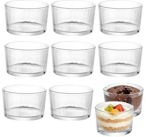 YuLiMirich 8-delar Set Transparenta Dessertglas 200 ml, Små Dessertskålar i Glas, Dessertglas Glas, Glasskålar för Dessert, Tiramisu, Pudding, Yoghurt-Müsli