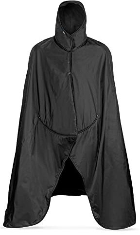 Mambe Extra Large Extreme Weather Hooded Blanket Black 100% Waterproof and Windproof with Premium Stuff Sack - Perfect for Watching Sports and Staying Warm Outdoors - Machine Washable