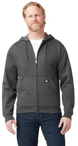Dickies Men's Full Zip Fleece Hoodie, Dark Heather, 2X-Large Tall