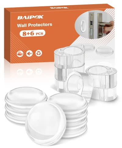 14 Stück Türstopper Selbstklebend (Transparent), 8x Runden Türstopper Wand (Ø40mm) + 6x Ö Typ Türstopper Klinke(Ø 18mm), für Bad, Möbel, Glasflächen, Wandschutz