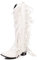 Lizoleor Damen Pointed Toe Klassischer Knee Franse Cowboystiefel Mode Blockabsatz Lack Reitstiefel Reißverschluss Weiß Gr 40 EU/41Cn