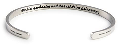 tideflow Armband offener Armreif Geschenk für Damen Frauen Mädchen Freundin Braut. Edelstahl. Motivationsspruch, Inspiration auf die Innenseite Graviert