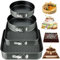 NCKIHRKK 4er-Set Springform, 16/20cm Kuchenform Rund und 22/26cm Kuchenform Eckig, Carbonstahl Antihaftbeschichtete Backform Rund Rechteckig mit Abnehmbarem Boden, Grau