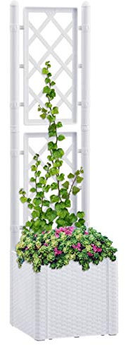 ARKEM Arriate con Enrejado y Sistema de riego automático Blanco Jardineras Grandes Exterior