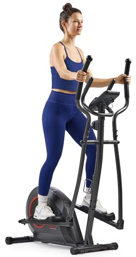 Sunny Health & Fitness Smart Elliptical Machine w/300LB Capacity & Pulse Sensor Built-in, 12 Stride Equipment for Home Cardio Exercise & Magnetic Cross-Training, Free SunnyFit App Bluetooth Connect