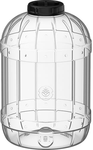 Browin® PET - Ballon mit Deckel aus Kunststoff mit schwarzem Schraubverschluss | Gärballon Lebensmittelechter Aufbewahrungsbehälter für Küche und Haushalt (12 Liter)