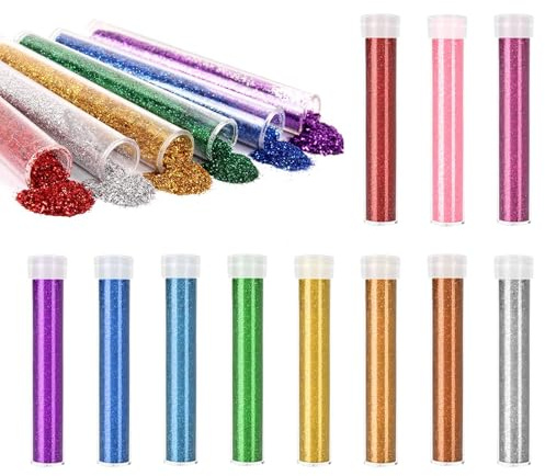 Dreamil Glitzer Set 11 Stück Kinder Glitzerpulver Glitzerstreuer Feiner Glitter Gel Bastelglitzer Körpernagelglitzer für Handwerk Tumble Nail Party Make-Up Gesicht Festival Dekoration