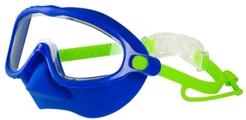 Lunettes pour enfants avec couvre-nez, lunettes de natation anti-buée HD à vue large pour tout-petits, masque de natation réglable sans fuite pour enfants 4 à 16 ans, bleu foncé |.avec cache-nez