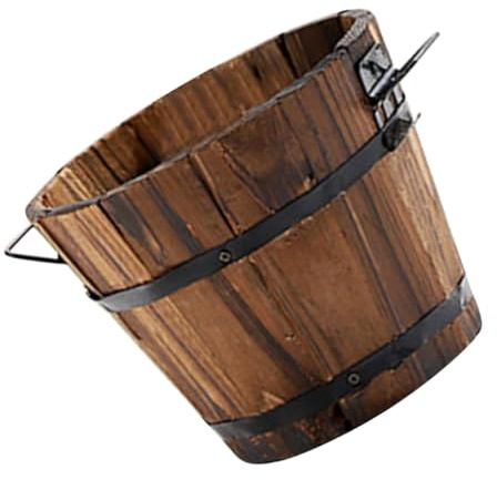 Ciieeo Fioriera a Botte in Legno Piccola Vaso Da Giardino Marrone 4.65X3.94X3.54In Contenitore Per Piante Ortaggi E Fiori Per Patio E Balcone