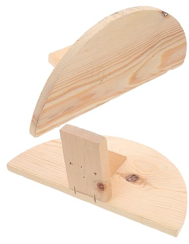 DINHEAROM 2pcs Natural Wood Bird Perch Stand Pigeon Rest Rack with Semi-Circular Pine Wood Platform Bird Cage Perches for Parrots and Small Pets and Play Accessory