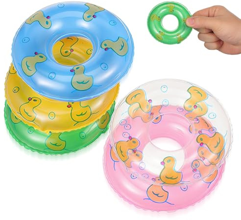 Mini Swimming Rings Decor, 5pcs Mini Swim Rings Duck Pattern Miniature Swim Doll House Decors Photo Props for Diy Craft Photo Props Party Supplies 3.34 x 3.34 x 0.98 inches