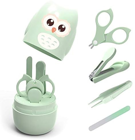Tijeras para uñas para bebés Kit de uñas para bebés 4 en 1 cortaúñas seguras portátiles de dibujos animados con bonito estuche de búho para recién nacidos y niños pequeños