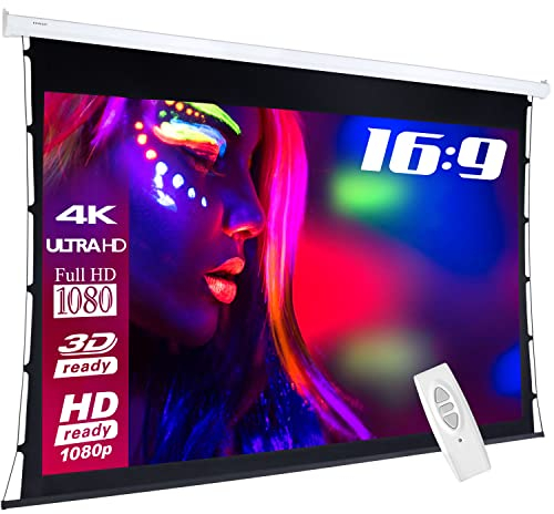 ESMART Economy EXT Tension-Leinwand 256 cm Bild 200 x 113 cm (90) | Format 16:9 | Fernbedienung | Heimkino elektrische Beamer Projektionsleinwand Motor LCD LED