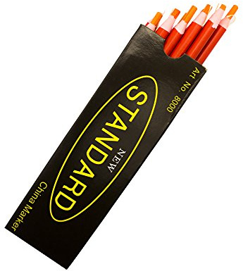 HAND 12 Non-Sharpening Wax China Marker Pencil, Orange Colour 17cm