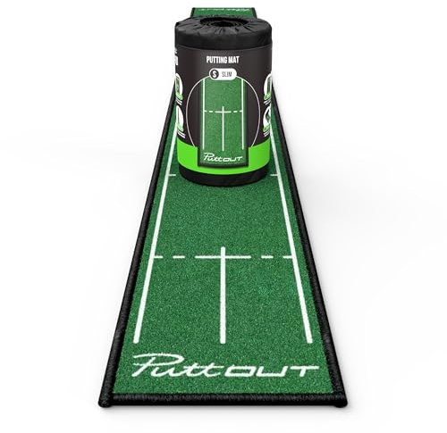 PuttOut Slim - Alfombra de Golf para Putts, 240 cm x 25 cm, Gris