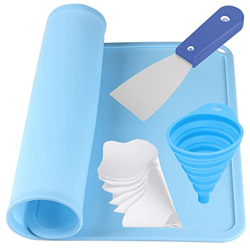 DAOKAI Kit d'accessoires d'imprimante 3D en résine avec tapis en silicone 41 x 31 cm, entonnoir en silicone, filtres à peinture 100 microns, grattoir pour le retrait de nettoyage d'impression 3D