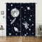 HOSIMA Raketenvorhänge,Ösenvorhänge,Set mit 2 Vorhängen,Raketen-Astronauten-Mond-Aufdruck,Vorhänge für Kinderzimmer und Teenagerzimmer(Raketen-Astronaut S)