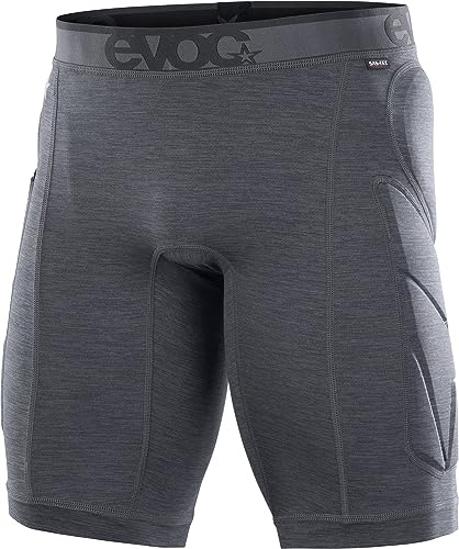 EVOC CRASH PANTS, Radlerhose (inkl. Hüftprotektoren und Schutzpolster, S.LEISURE-Material, S.Café-Technologie gegen Gerüche, maschinenwaschbar, Größe: L), Carbongrau