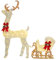Outsunny LED Rentier und Schlitten Weihnachtsdeko mit 170 Lichtern, Weihnachtsbeleuchtung Hirsch Deko für Indoor, Outdoor, Weiß