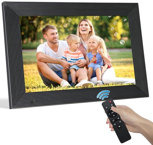 TSITSC 10.1 Inch Electronic Digital Photo Picture Frame with Remote Control, IPS Screen HD Display 1080P Player Calendar Clock Alarm, Share Moments Via USB/SD Card(Non-WiFi)