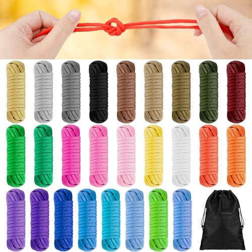 26 Corda paracord, 4mm*3m 550 Corda paracord per braccialetti ombrello, Corda a paracord 550 multiuso braccialetti fai da te/catene, Corde per paracord